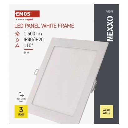 LED-Einbauleuchte NEXXO, quadratisch, weiß, 18W, warmweiß