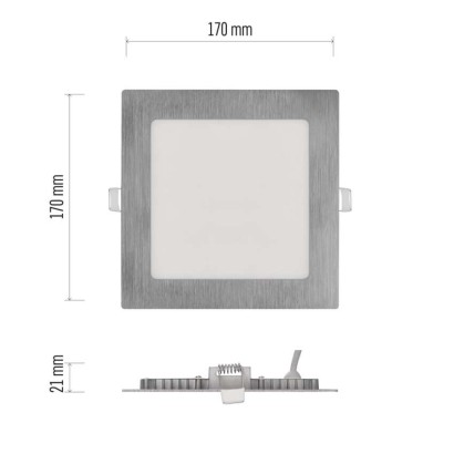 LED-Einbauleuchte NEXXO, quadratisch, silber, 12,5W, mit Change CCT
