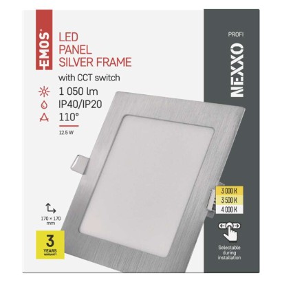 LED-Einbauleuchte NEXXO, quadratisch, silber, 12,5W, mit Change CCT