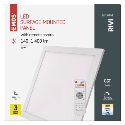 LED-Deckenleuchte 20W, 30x30 dimmbar, einstellbare Lichtfarbe