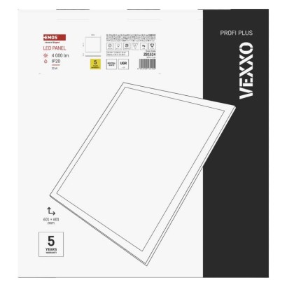 LED panel VEXXO 60 x 60 cm / 37 mm, 33 W, 4 100 lm, přisazený, neutrální bílá, IP20 UGR