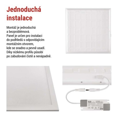 LED panel DIXXO backlit 60×60, čtvercový vestavný bílý, 36W neutr. b. UGR