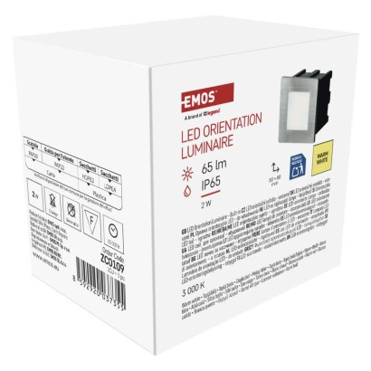 Orientacijsko LED svetilo AMAL, vgradno, kvadratno, 2W IP65, toplo bela