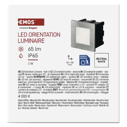 LED Treppenlicht – Einbauleuchte 80×80 2W neut. weiss IP65