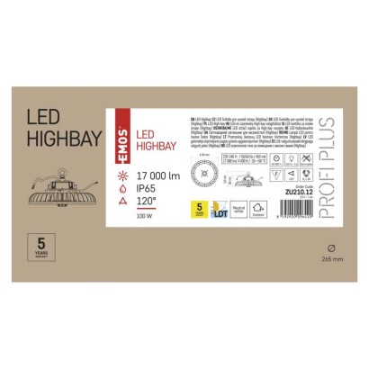 LED priemyselné závesné svietidlo HIGHBAY ASTER 120° 100W