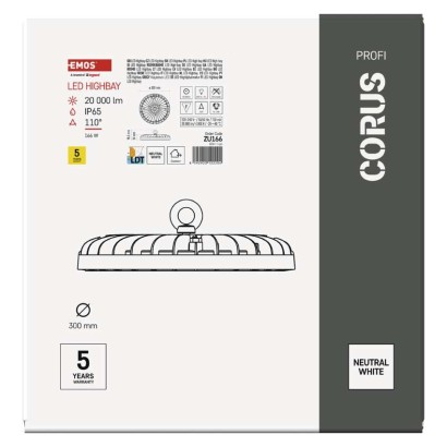 LED pramoninis pakabinamas aukštas šviestuvas CORUS, 166W, neutraliai baltas