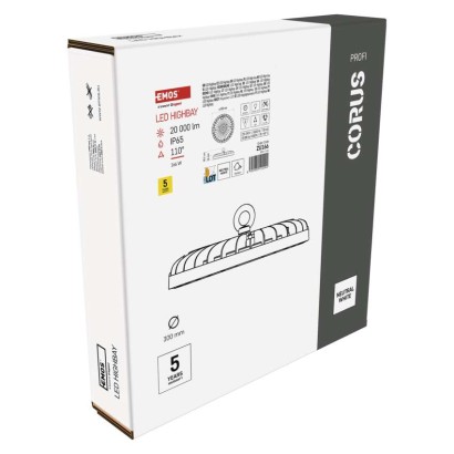 LED pramoninis pakabinamas aukštas šviestuvas CORUS, 166W, neutraliai baltas