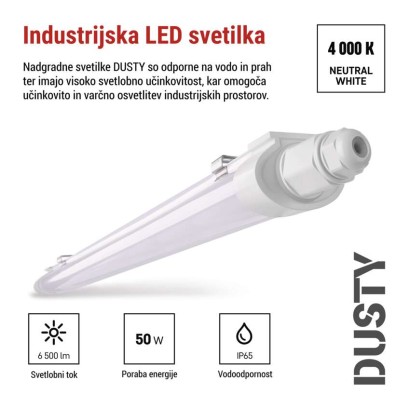 Vodotesno LED svetilo DUSTY, 50W, IP65, nevtralno bela