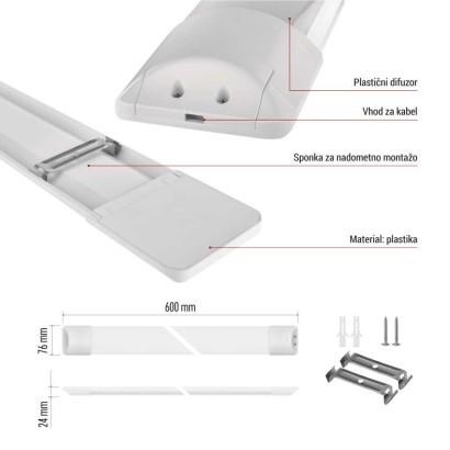 LED linearno svetilo MINO, 20W, nevtralno bela