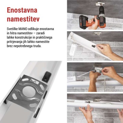 LED linearno svetilo MANO, 20W, nevtralno bela