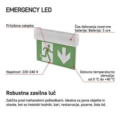 Zasilno LED svetilo CESSI, 1W, 3h, MT