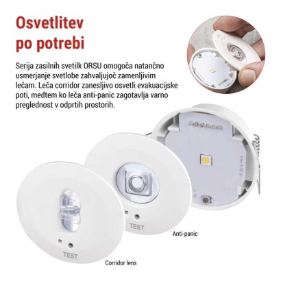 Zasilno LED svetilo ORSU, 1W, 130lm, 3h