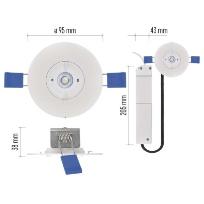 LED-Notleuchte 2W 300lm 3H