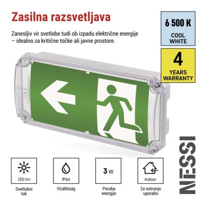 Zasilno LED svetilo NESSI, 3W, 3h, IP66