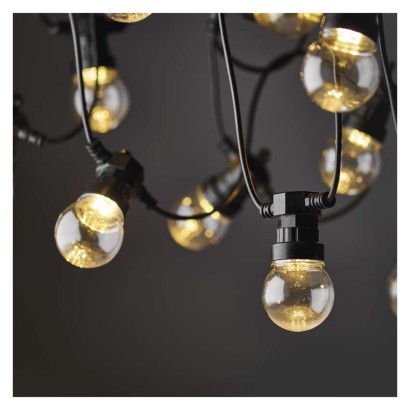 LED fényfüzér – 10x party égő, átlátszó, 5 m, kültéri és beltéri, meleg fehér
