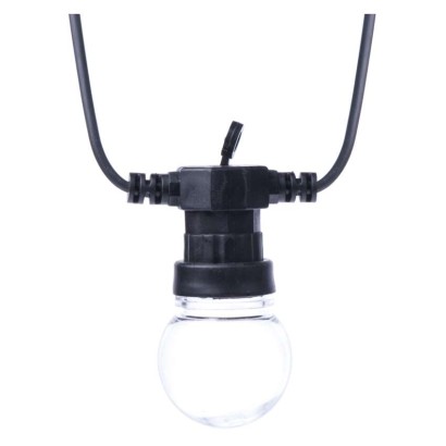 LED fényfüzér – 10x party égő, átlátszó, 5 m, kültéri és beltéri, meleg fehér
