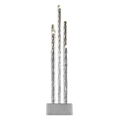 LED gyertyatartó, ezüst, 28,5 cm, 3x AA, beltéri, meleg fehér, időzítő