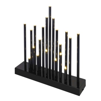 LED Kerzenhalter schwarz, 27,5 cm, 3x AA, Innen, warmweiss, Timer