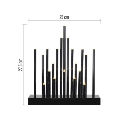 LED Kerzenhalter schwarz, 27,5 cm, 3x AA, Innen, warmweiss, Timer