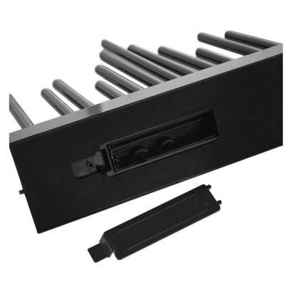 LED Kerzenhalter schwarz, 27,5 cm, 3x AA, Innen, warmweiss, Timer