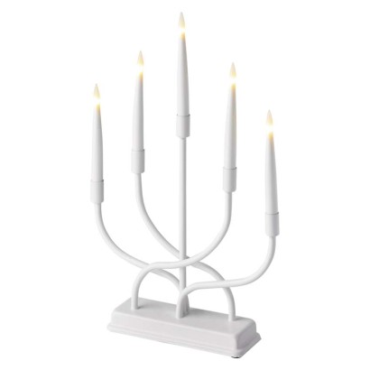LED Leuchter Metall weiß, 40 cm, 2x AA, Innen, warm-weiß