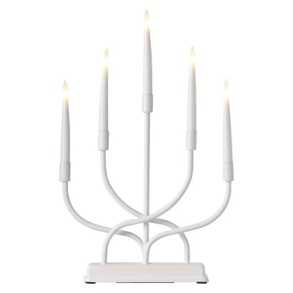 LED Leuchter Metall weiß, 40 cm, 2x AA, Innen, warm-weiß