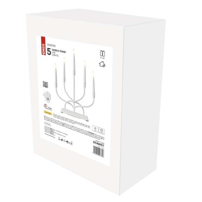 LED Leuchter Metall weiß, 40 cm, 2x AA, Innen, warm-weiß