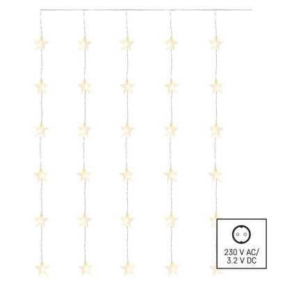 Dekoracje - 30 LED kurtyna migające gwiazdki 120x90 ciepła biel, IP44, timer