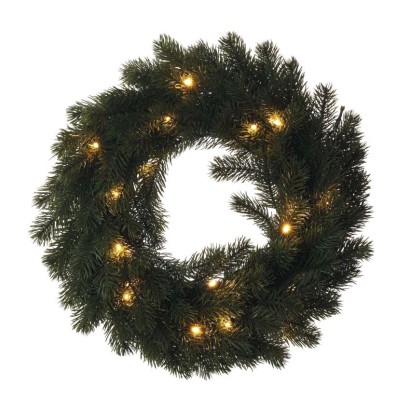 LED Weihnachtskranz, 40 cm, 2x AA, Innen, warmweiss, Timer