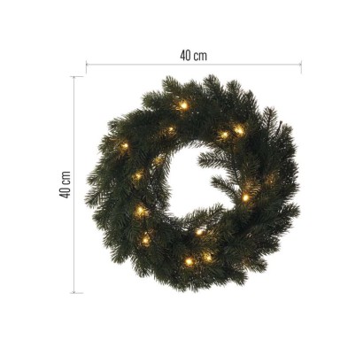 LED Weihnachtskranz, 40 cm, 2x AA, Innen, warmweiss, Timer
