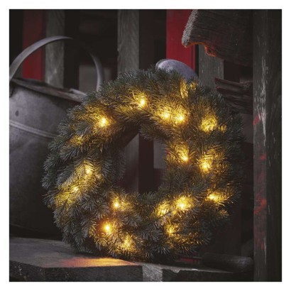 LED Weihnachtskranz, 40 cm, 2x AA, Innen, warmweiss, Timer