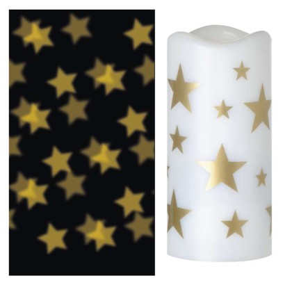 LED božični projektor – zvezdice, 3x AAA, notranji, topla bela