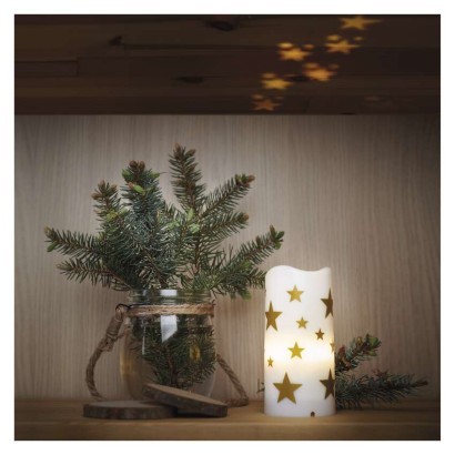 LED božični projektor – zvezdice, 3x AAA, notranji, topla bela