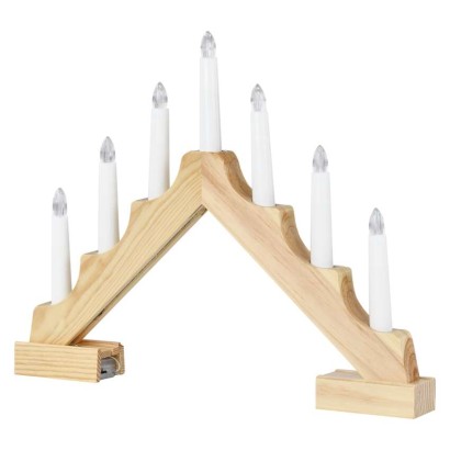 LED Leuchter Holz, 29 cm, 2x AA, Innen, warm-weiß, Timer