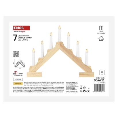 LED Leuchter Holz, 29 cm, 2x AA, Innen, warm-weiß, Timer