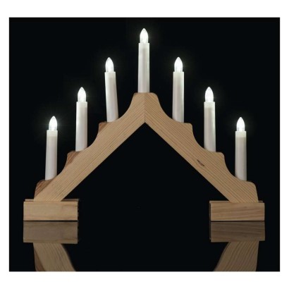 LED Leuchter Holz, 29 cm, 2x AA, Innen, warm-weiß, Timer