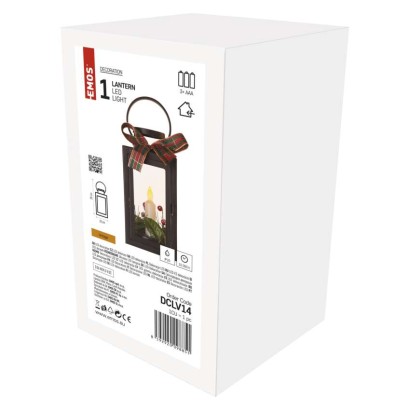 LED dekoráció – karácsonyi lámpa gyertyával, fekete, 20 cm, 3x AAA, beltéri, vintage