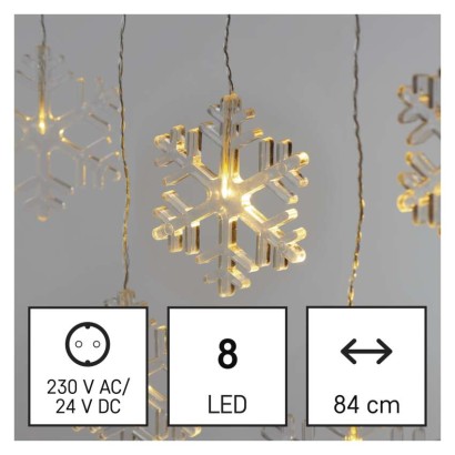 LED vánoční závěs – sněhové vločky, 84 cm, venkovní i vnitřní, teplá bílá