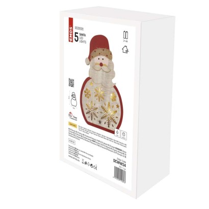 LED Holzdekoration – Santa, 30 cm, 2x AA, Innen, warmweiss, Timer