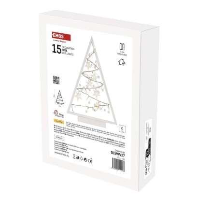 LED Deko – Beleuchteter Baum mit Ornamenten, 40 cm, 2x AA, Innen, warmweiss, Timer