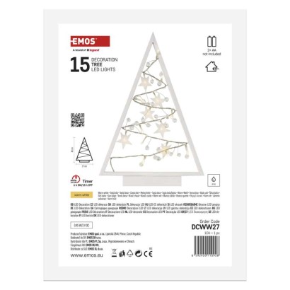 LED Deko – Beleuchteter Baum mit Ornamenten, 40 cm, 2x AA, Innen, warmweiss, Timer