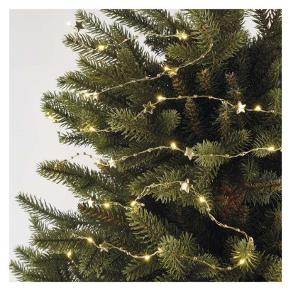 LED Weihnachtslichterkette gold – Sternchen, 1,9 m 2x AA, Innen, warmweiss, Timer