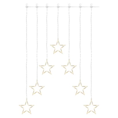 LED karácsonyi fényfüggöny – 7 csillag, 67x125cm, kültéri és beltéri, meleg fehér