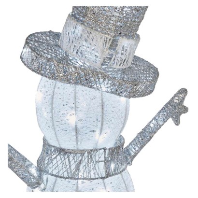 LED Weihnachts-Schneemann Rattan, 82 cm, Außen und Innen, Kaltweiß, Timer