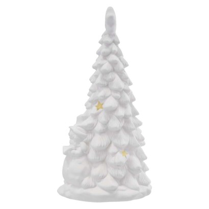 Keramischer LED-Baum mit Schneemännern, 33,5 cm, 2x AA, Innen, warmweiss