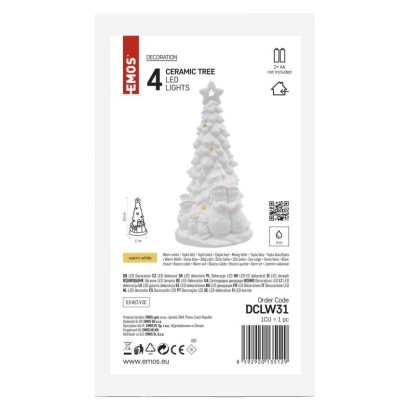 Keramischer LED-Baum mit Schneemännern, 33,5 cm, 2x AA, Innen, warmweiss