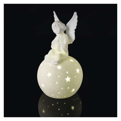 LED keramický anděl, 29 cm, 2x AA, vnitřní, teplá bílá