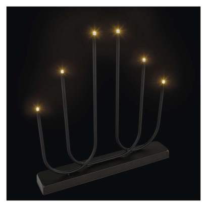 LED Leuchter Metall schwarz, 40 cm, 2x AA, Innen, warm-weiß