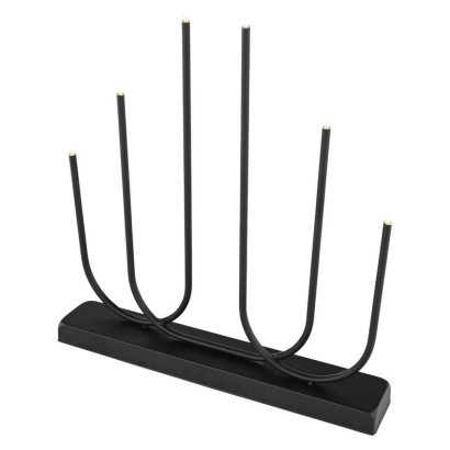 LED Leuchter Metall schwarz, 40 cm, 2x AA, Innen, warm-weiß