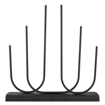 LED Leuchter Metall schwarz, 40 cm, 2x AA, Innen, warm-weiß